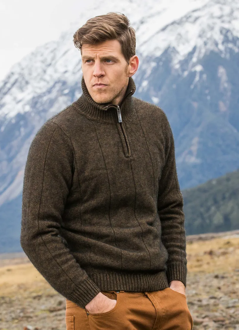 Noble Wilde Mens Javelin Zip Neck Kauri