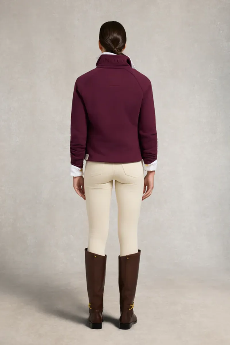 Holland Cooper Sporting Goods Zip Henley Sweatshirt in Mulberry-4