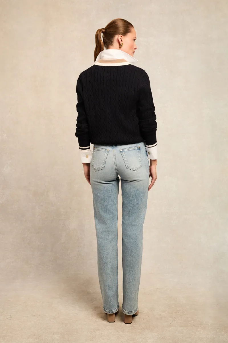 Holland Cooper Melissa V Neck Knit Ink Navy-2