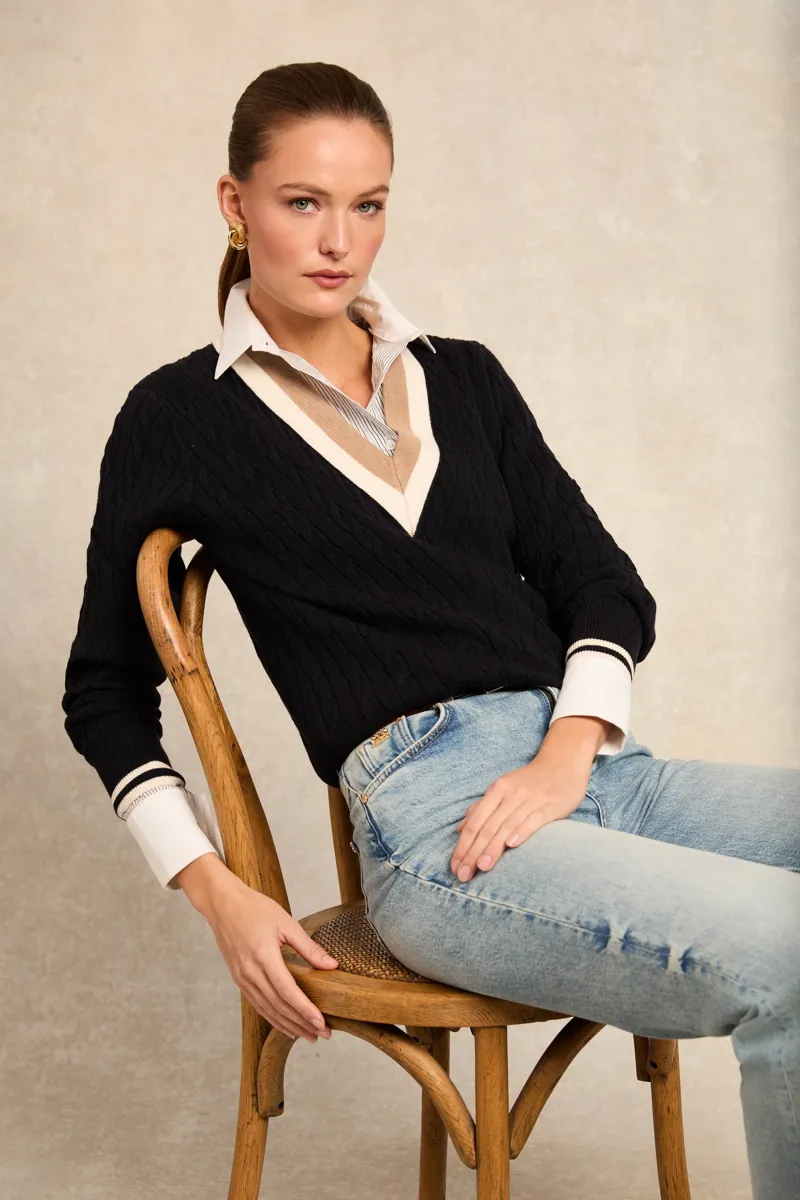 Holland Cooper Melissa V Neck Knit Ink Navy-3