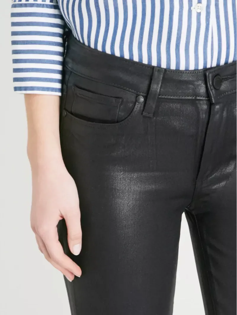 Paige Hoxton Ankle Ultra Skinny High-rise Stretch Denim Jeans Black Fog Luxe Coating -4