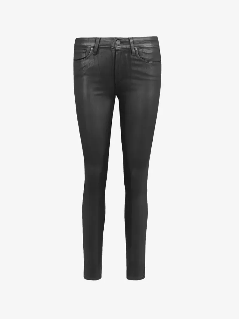 Paige Hoxton Ankle Ultra Skinny High-rise Stretch Denim Jeans Black Fog Luxe Coating -5