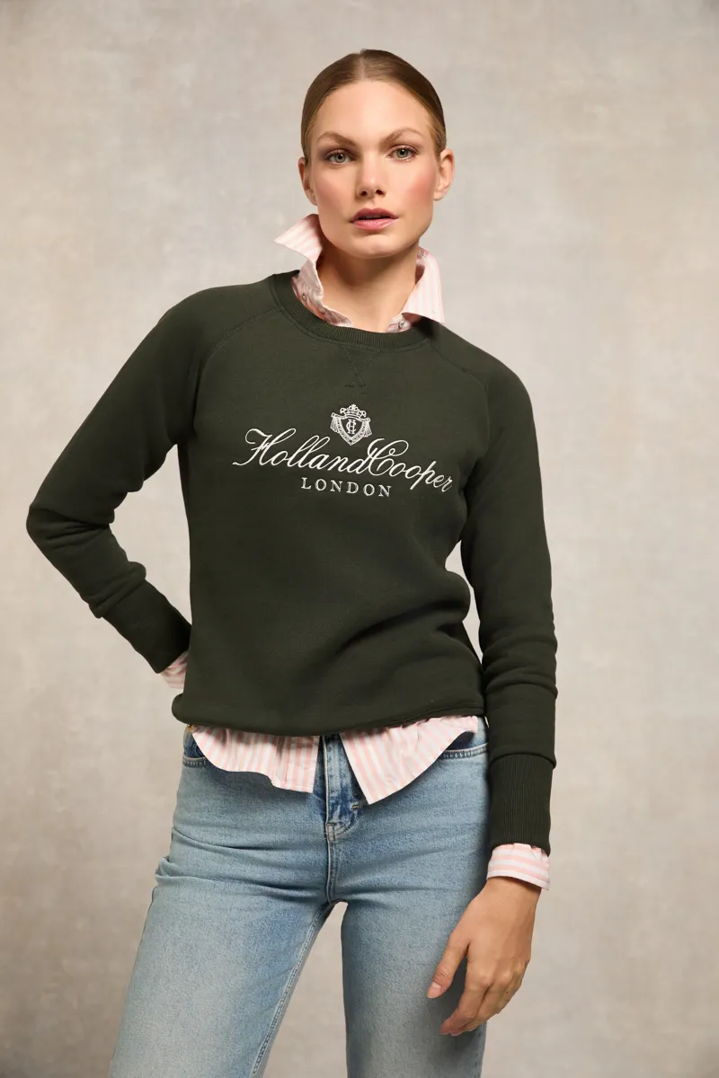 Holland Cooper Script Crew Sweat Racing Green-1