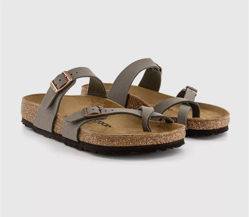 Birkenstock Ladies Mayari Birko Flor Sandals Stone