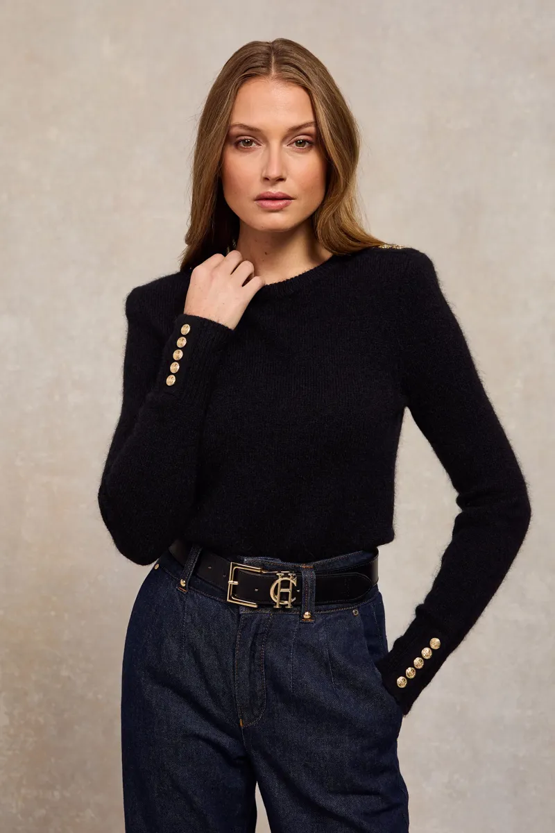 Holland Cooper Amy Crew Neck Knit Black-1
