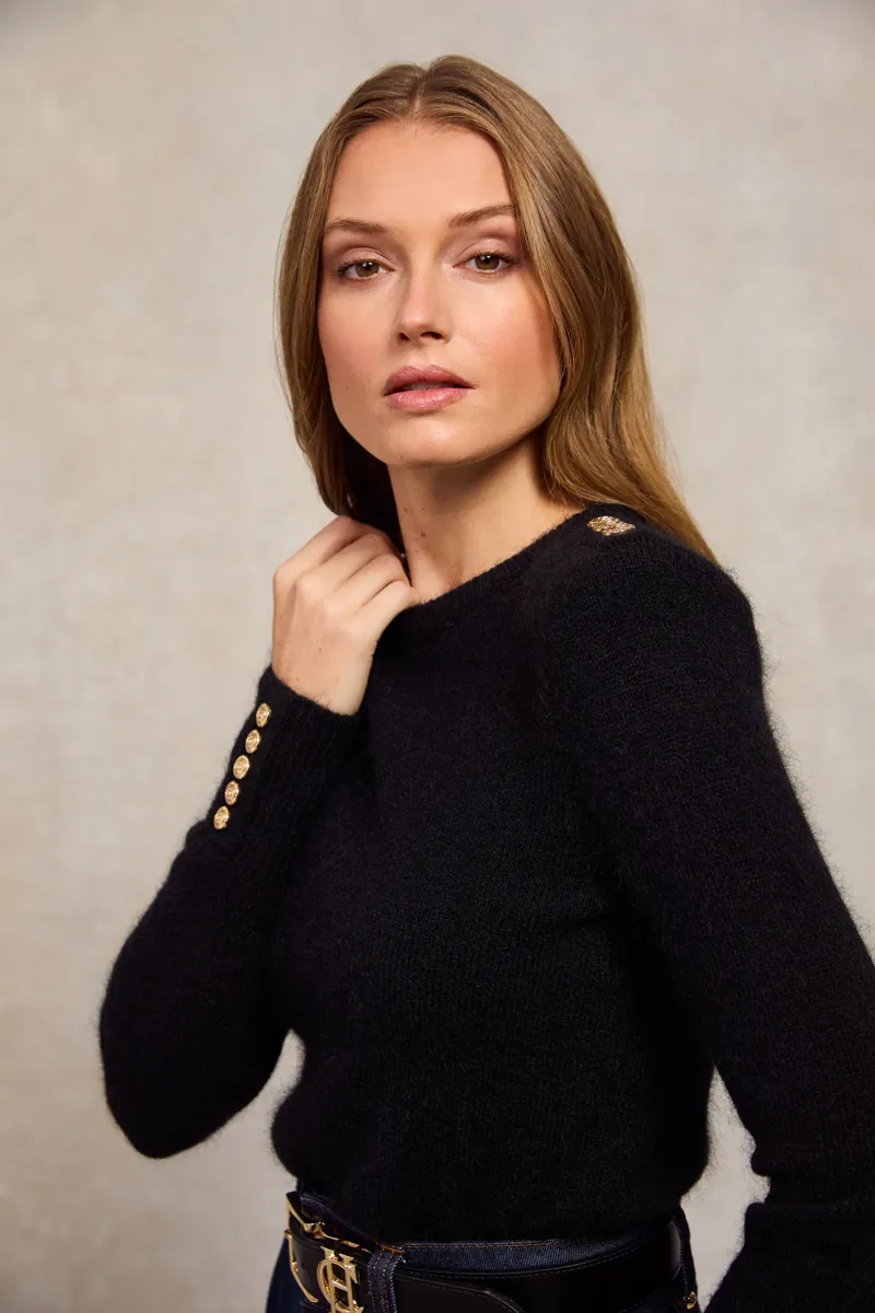 Holland Cooper Amy Crew Neck Knit Black-2