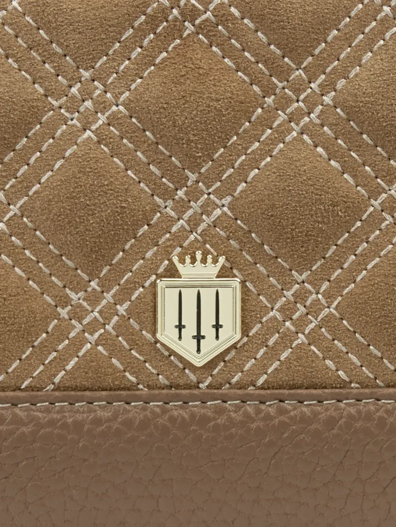 Fairfax and Favor Mini Salisbury Purse Quilted in Tan Suede-3