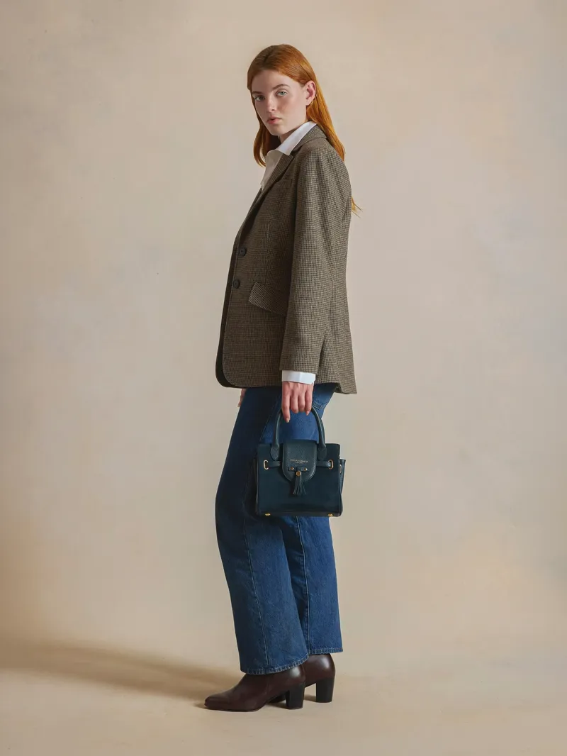 Fairfax and Favor Mini Windsor Handbag in Teal Suede-5