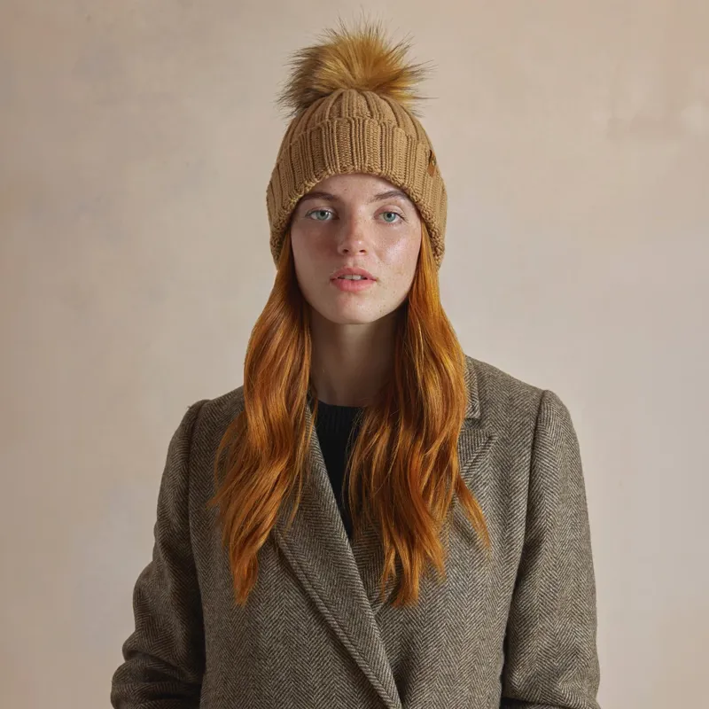Fairfax and Favor Signature Bobble Hat in Camel-1