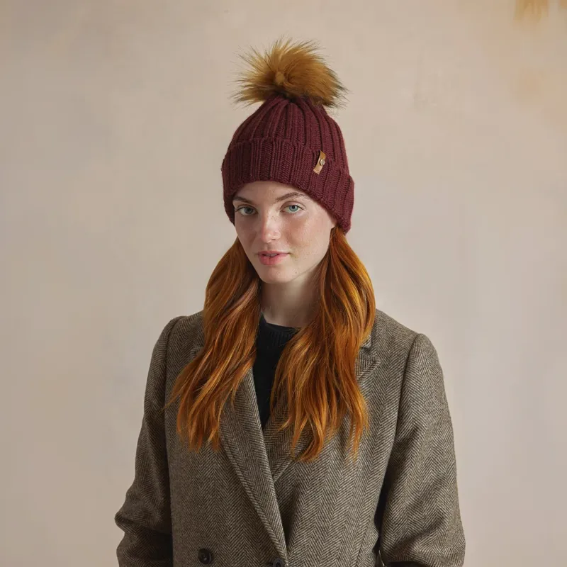 Fairfax and Favor Signature Bobble Hat in Port-1