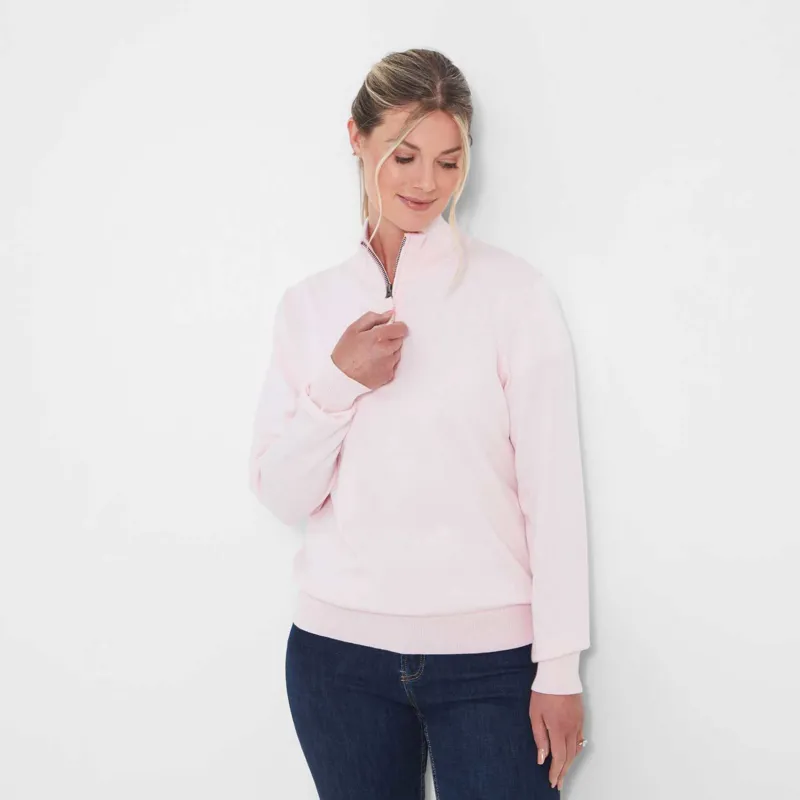 Schoffel Country Polperro Pima Quarter Zip Jumper in Blush-2