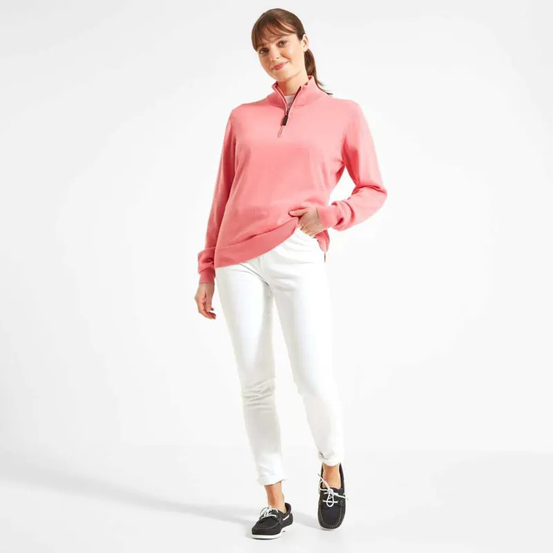 Schoffel Country Polperro Pima Quarter Zip Jumper in Flamingo-2