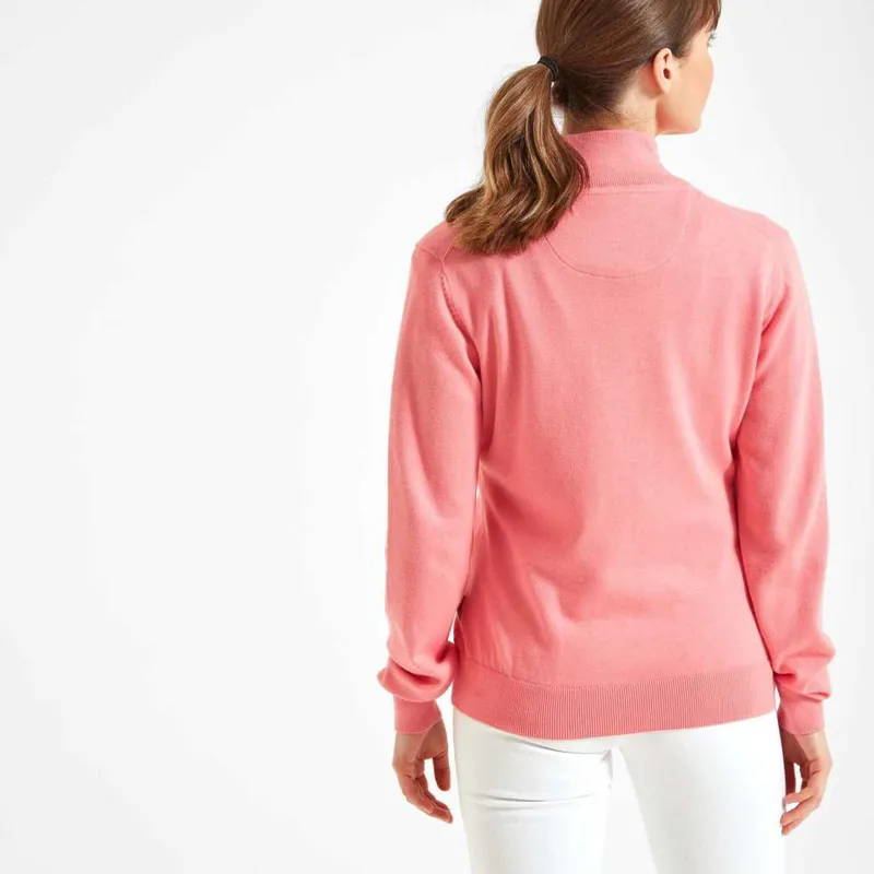 Schoffel Country Polperro Pima Quarter Zip Jumper in Flamingo-3