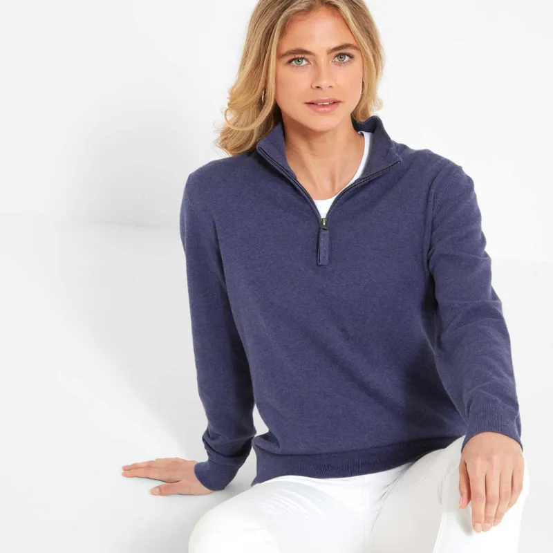 Schoffel Polperro Pima Quarter Zip Jumper French Navy-1