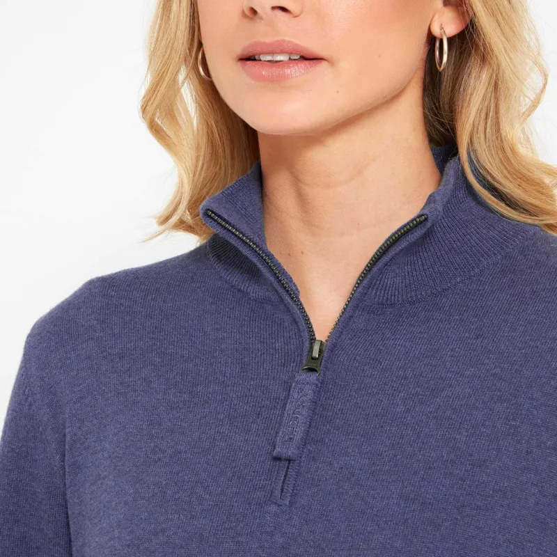 Schoffel Polperro Pima Quarter Zip Jumper French Navy-2
