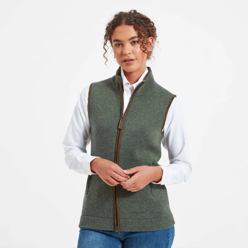 Schoffel Ladies Orkney Merino Gilet Cedar Green-1