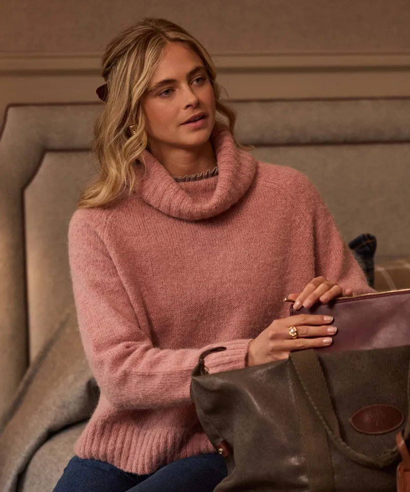 Schoffel Country Sutton Roll Neck Jumper in Dusky Pink-7