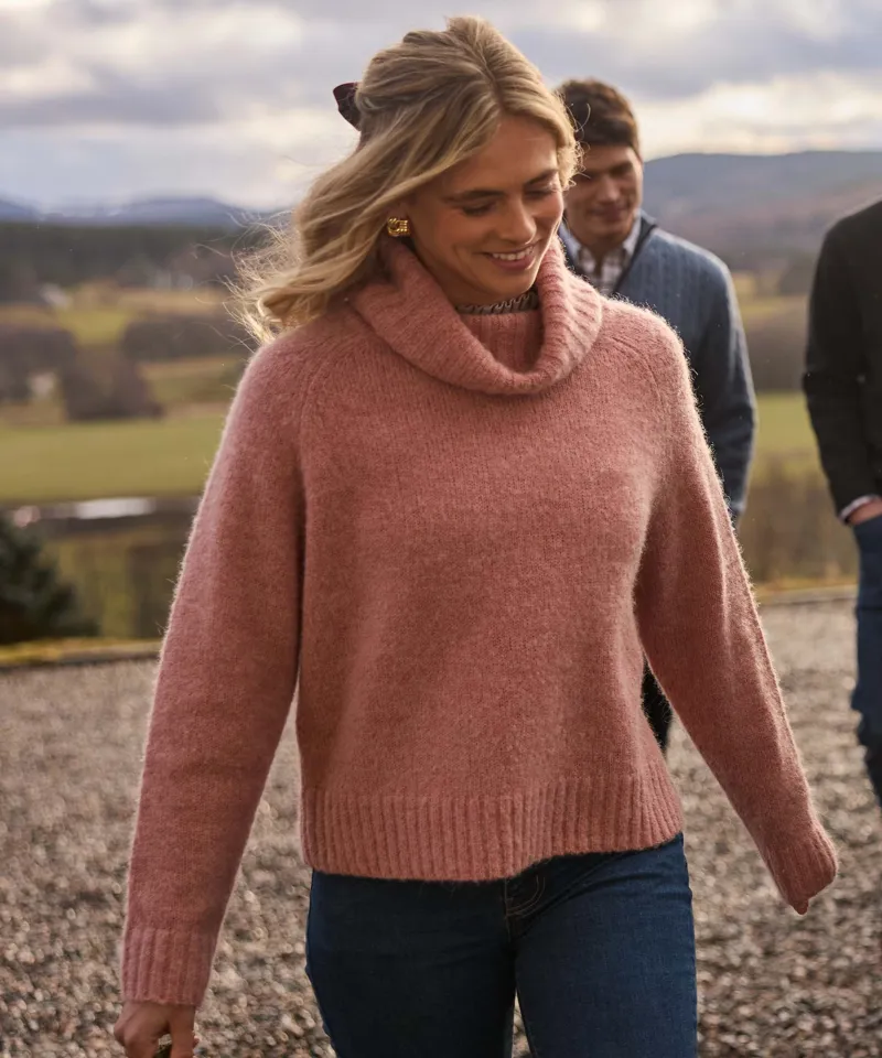 Schoffel Country Sutton Roll Neck Jumper in Dusky Pink-5