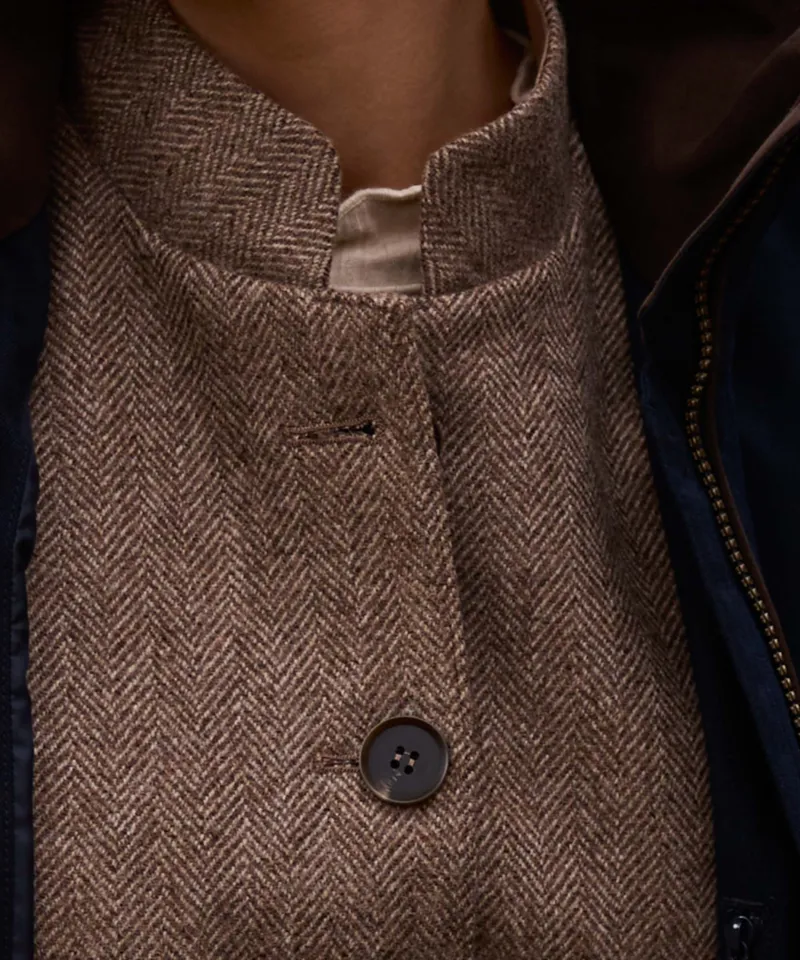Schoffel Country Pennan Tweed Waistcoat in Cobblestone Herringbone Tweed-5