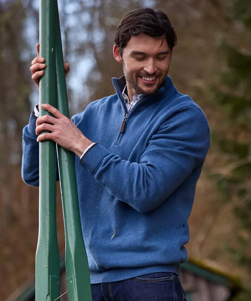 Schoffel Country Castlebay Quarter Zip Jumper in Force Blue-5