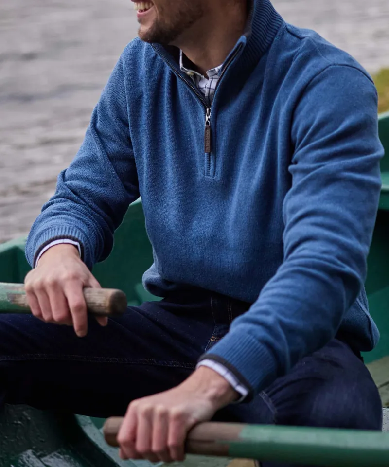 Schoffel Country Castlebay Quarter Zip Jumper in Force Blue-8