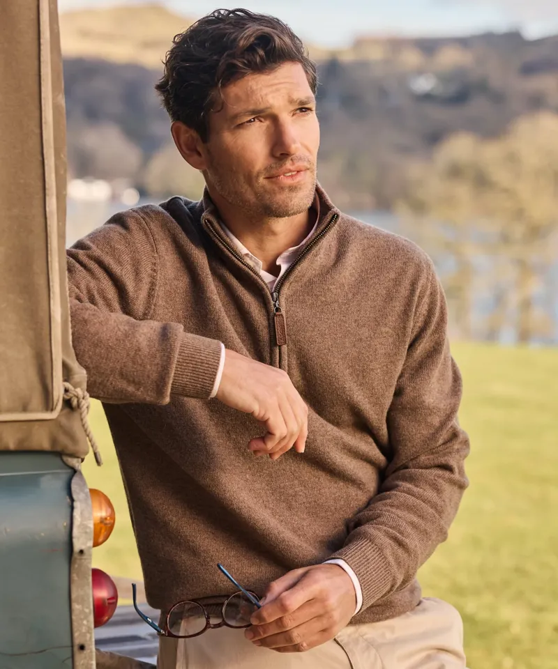 Schoffel Lewis Lambswool 1/4 Zip Jumper Mushroom-3