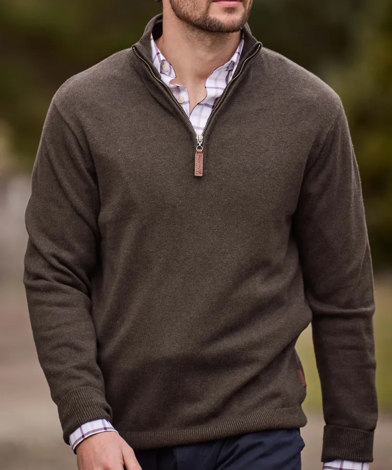 Schoffel Country Calton Cotton Cashmere 1/4 Zip Jumper in Loden Green-8