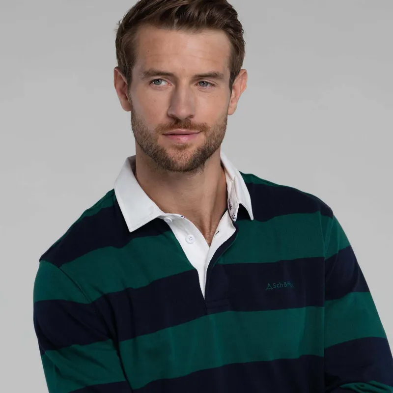 Schoffel St Mawes Rugby Shirt Navy / Green Stripe-4