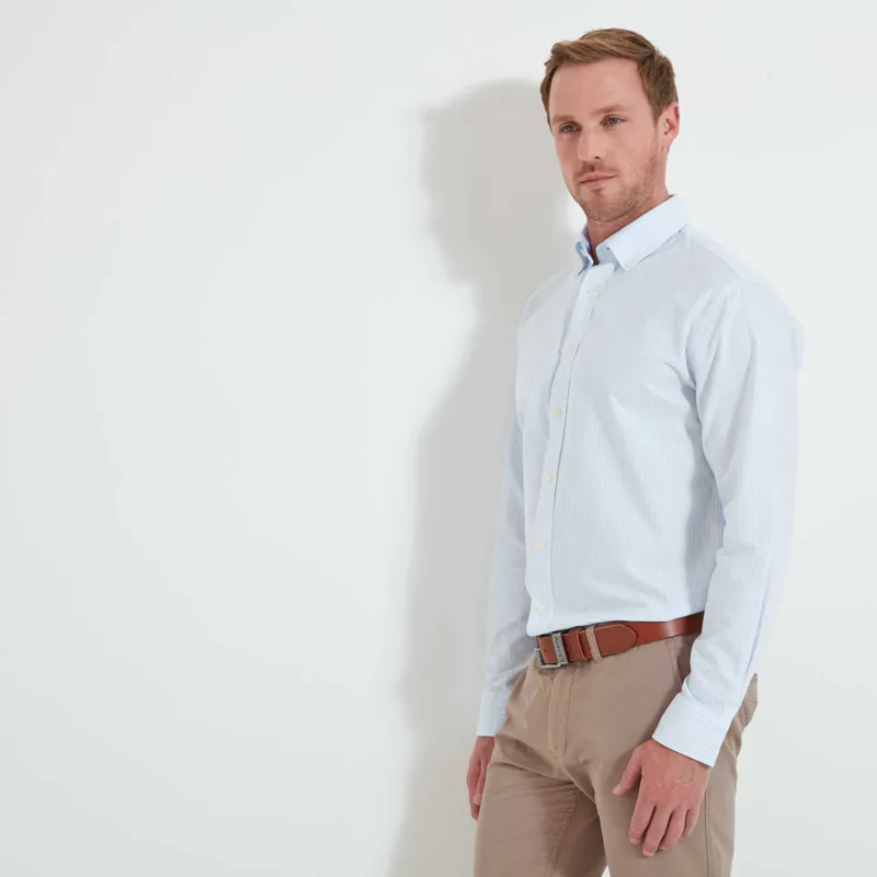Schoffel Holt Soft Oxford Tailored Shirt Pale Blue Stripe-6