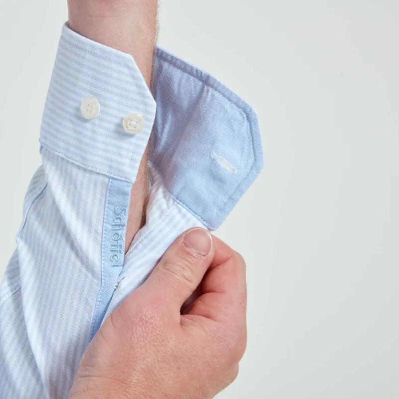 Schoffel Holt Soft Oxford Tailored Shirt Pale Blue Stripe-4