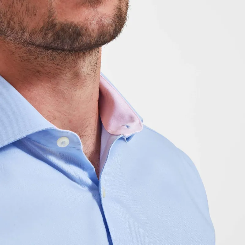 Schoffel Greenwich Tailored Shirt Light Blue Diagonal Stripe-4