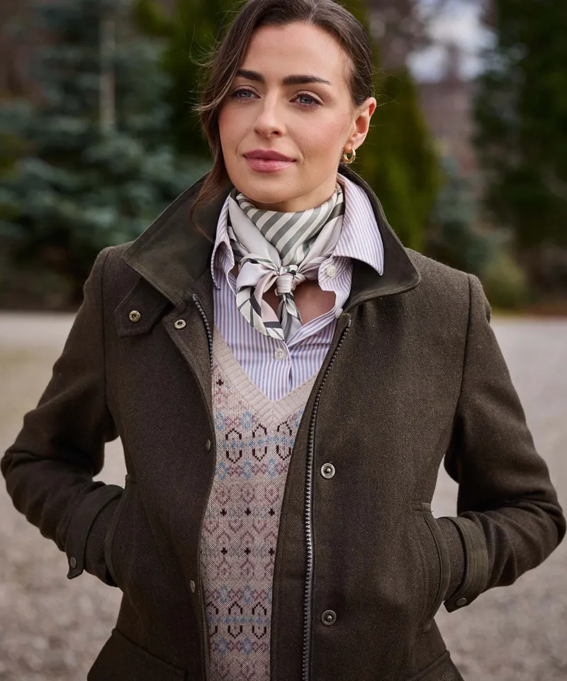 Schoffel Country Murra Tweed Coat Dark Loden Herringbone Tweed-5
