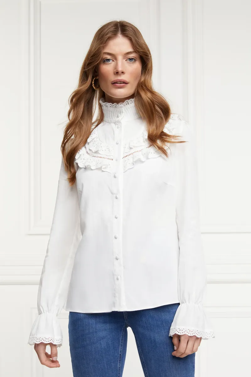 Holland Cooper Audley Lace Blouse White-1