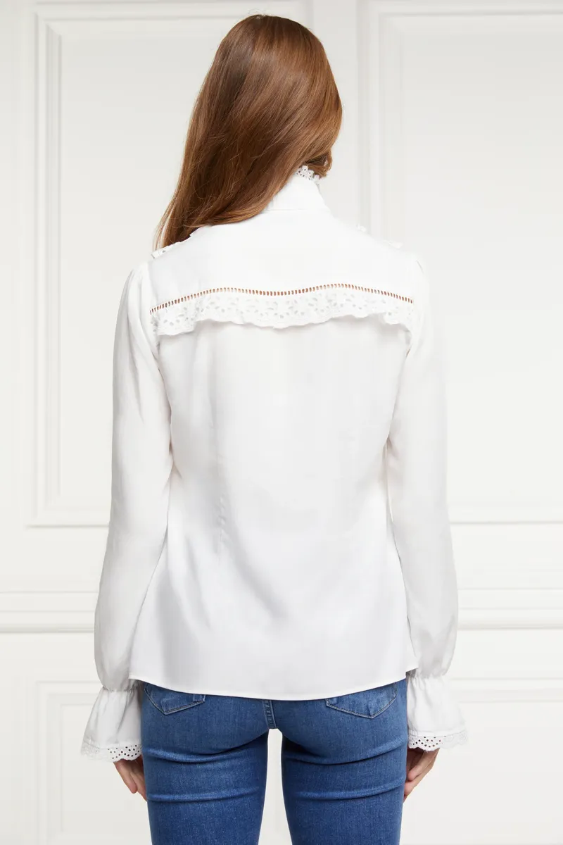 Holland Cooper Audley Lace Blouse White-2