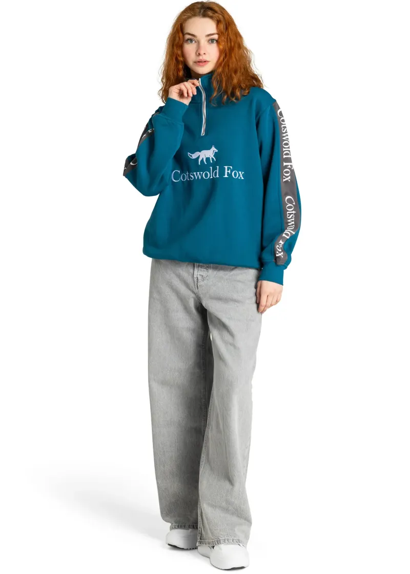 Cotswold Fox Cheltenham Quarter Zip Jumper Petrol Blue-1