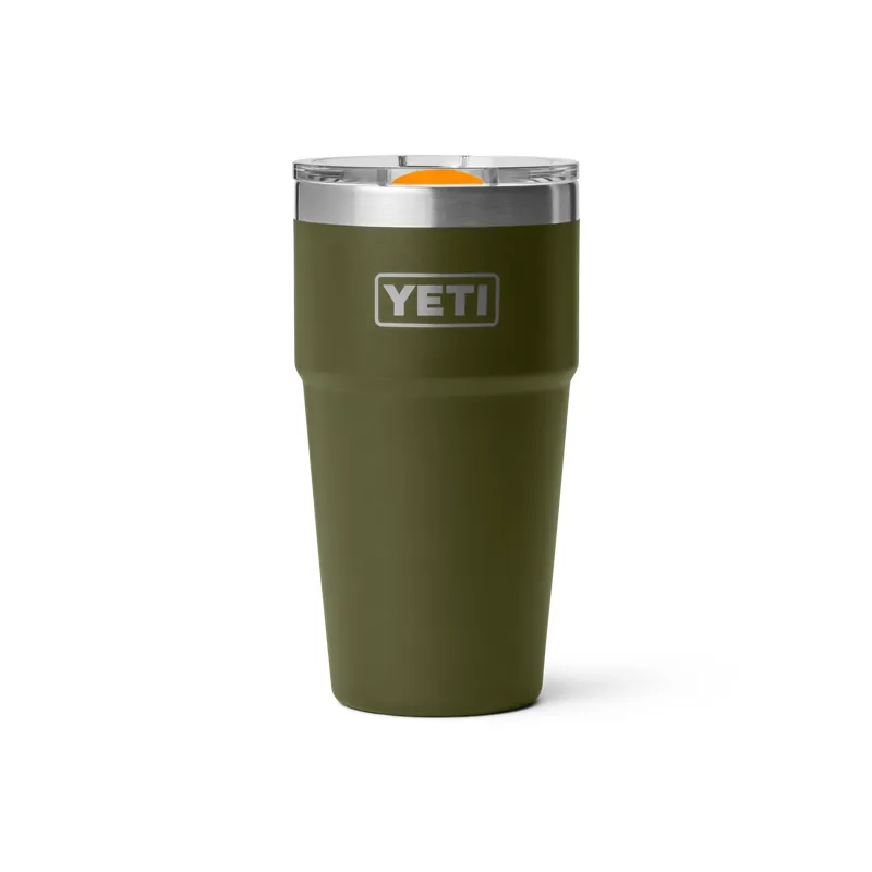 Yeti Rambler 20oz Stackable Cup in Olive/King Crab Orange