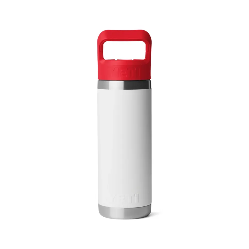 Yeti Rambler 18oz Bottle with Straw in White/Rescue Red/Badge-2