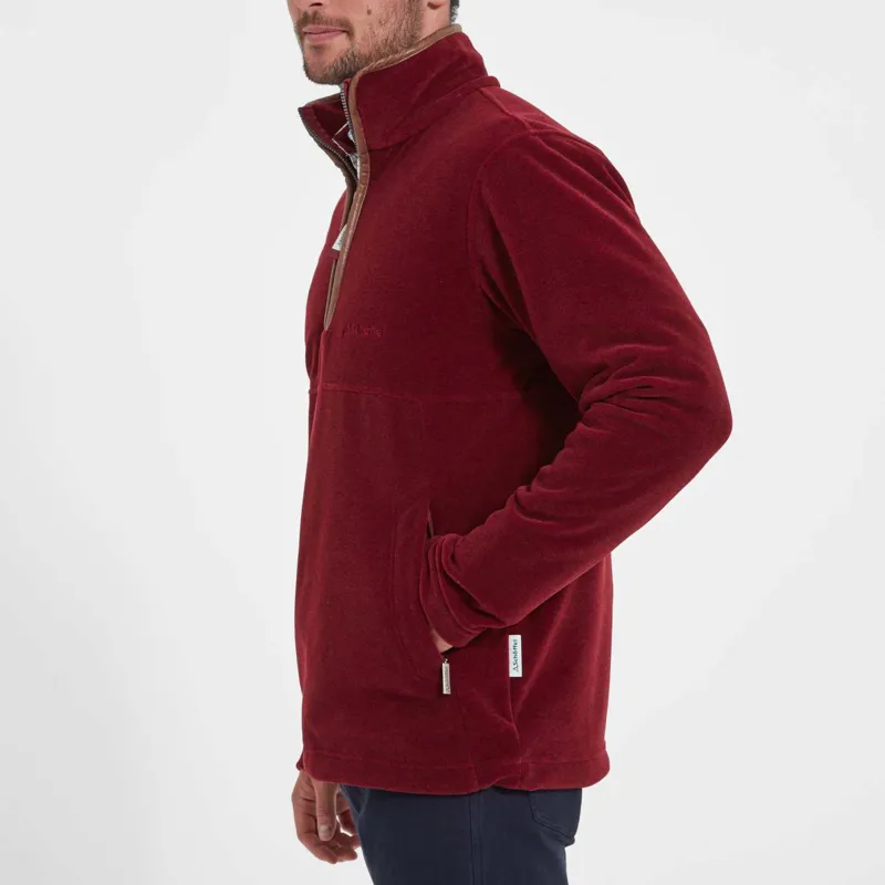 Schoffel Berkeley Fleece Quarter Zip Jumper Claret-3