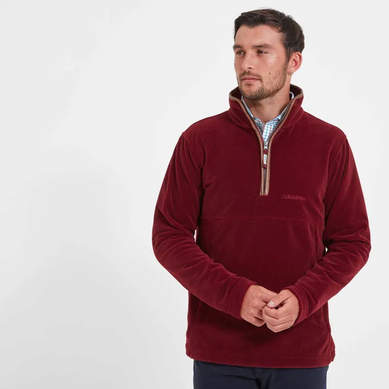 Schoffel Berkeley Fleece Quarter Zip Jumper Claret-1