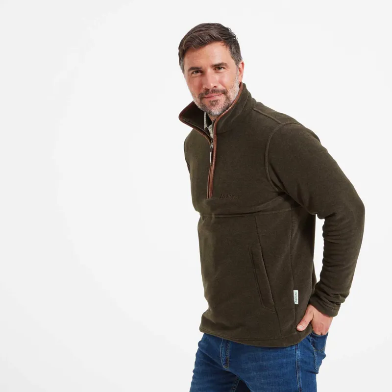 Schoffel Berkeley Fleece Quarter Zip Jumper Dark Olive-1