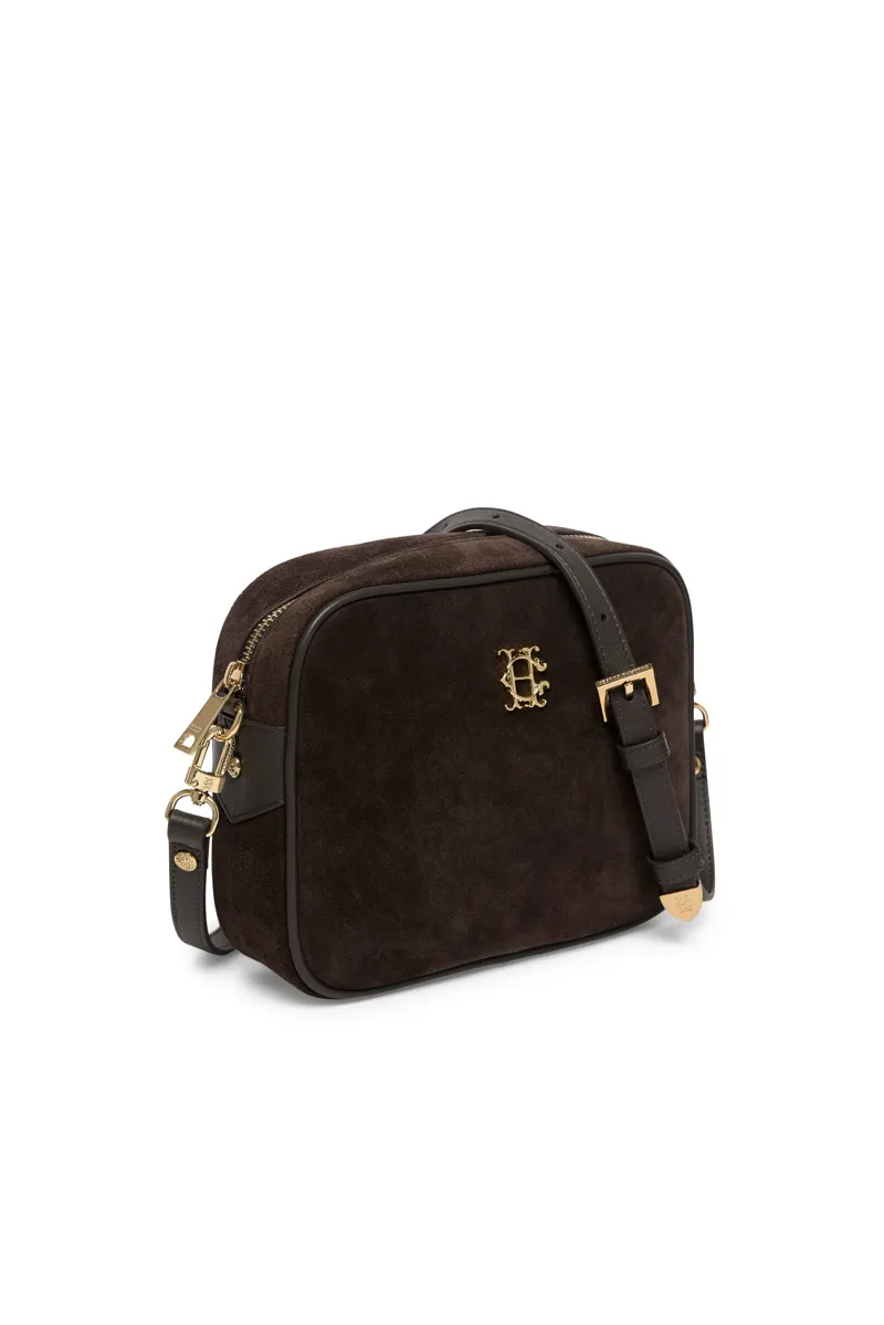 Holland Cooper Country Camera Bag in Chocolate Suede-1