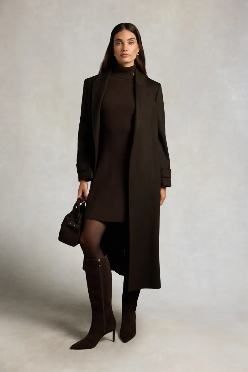 Holland Cooper Aspen Knitted Dress in Olive Brown-3