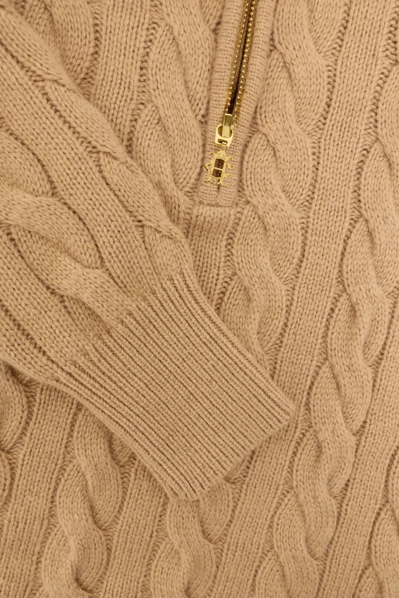 Holland Cooper Bourton Quarter Zip Knit in Camel-6