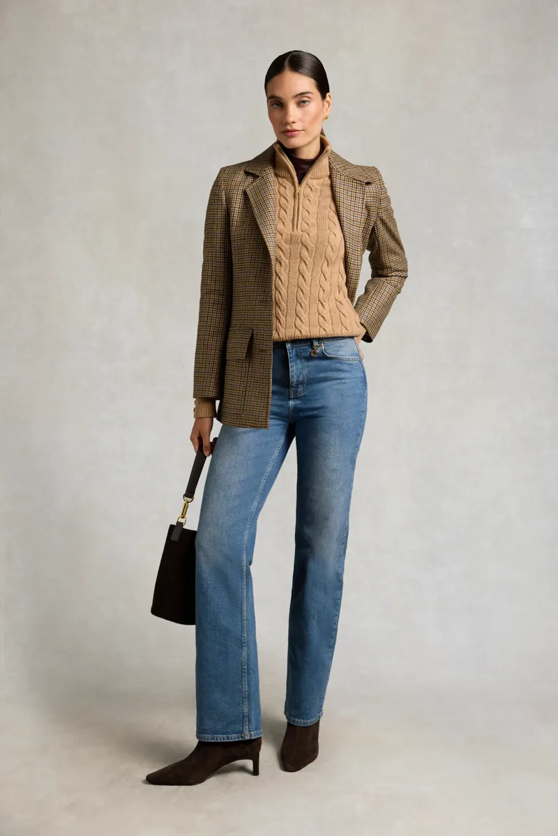 Holland Cooper Bourton Quarter Zip Knit in Camel-3