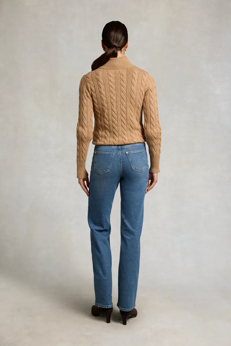 Holland Cooper Bourton Quarter Zip Knit in Camel-4