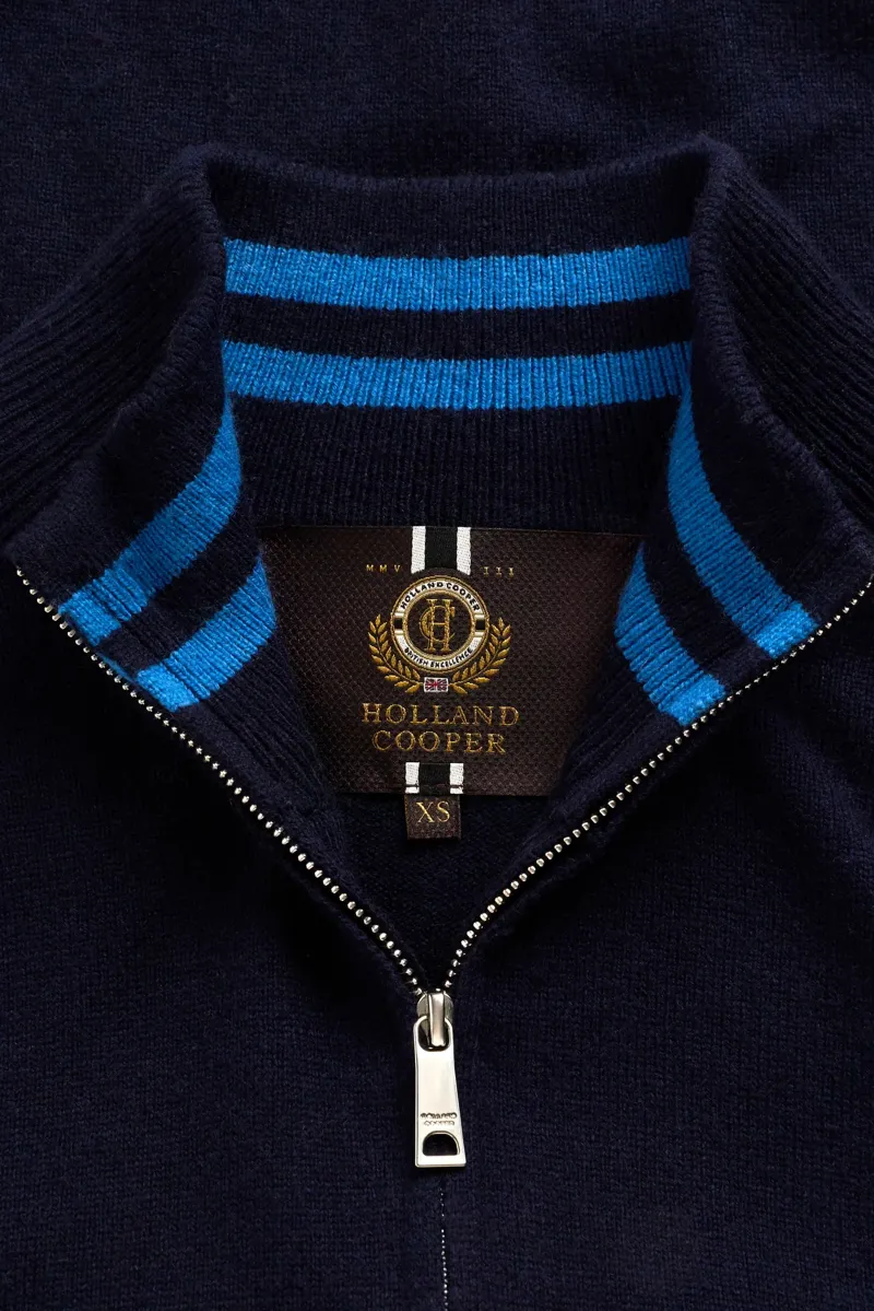 Holland Cooper Men's Fine Quarter Zip Knit in Ink Navy-5