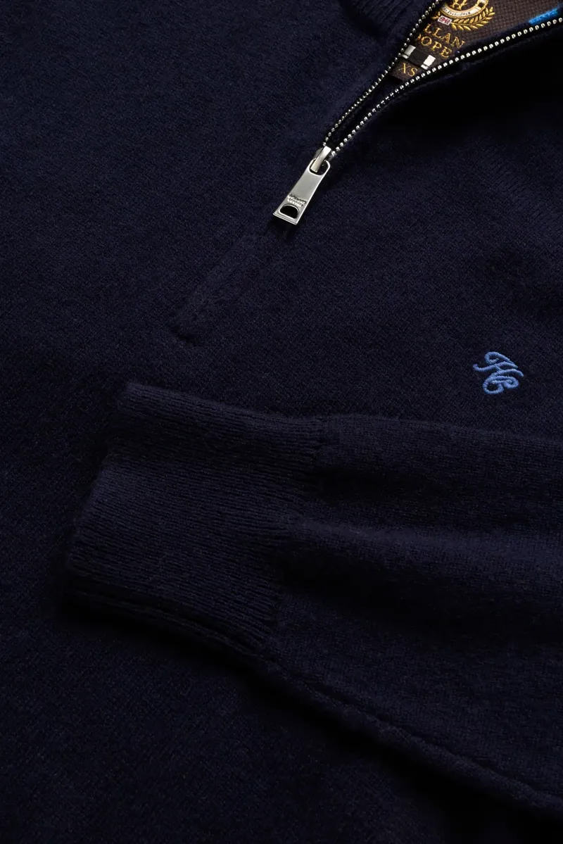 Holland Cooper Men's Fine Quarter Zip Knit in Ink Navy-6