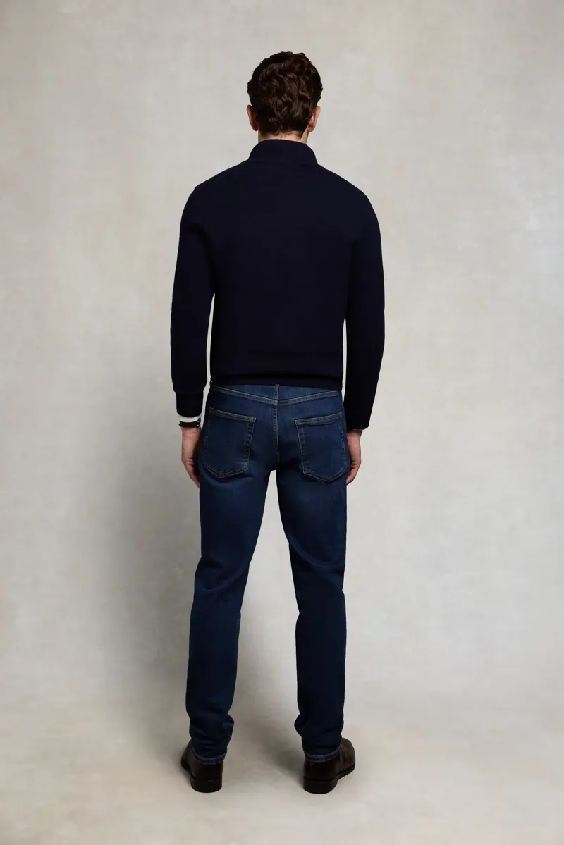 Holland Cooper Men's Fine Quarter Zip Knit in Ink Navy-4