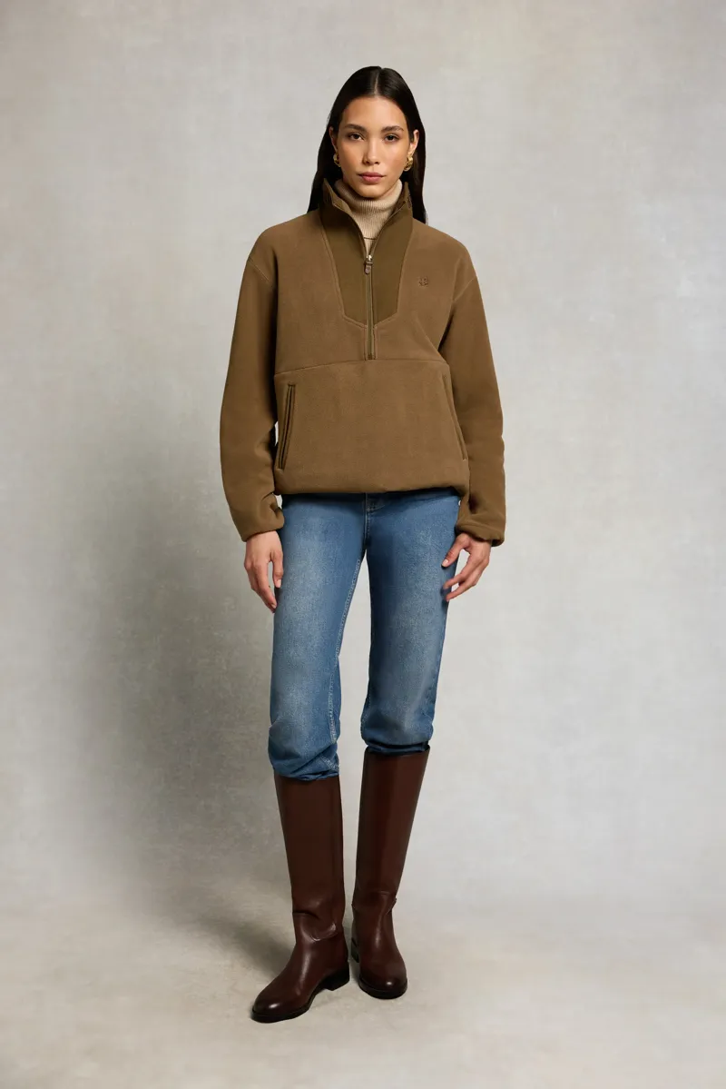 Holland Cooper Relaxed Fit Country Quarter Zip Fleece in Chestnut-5