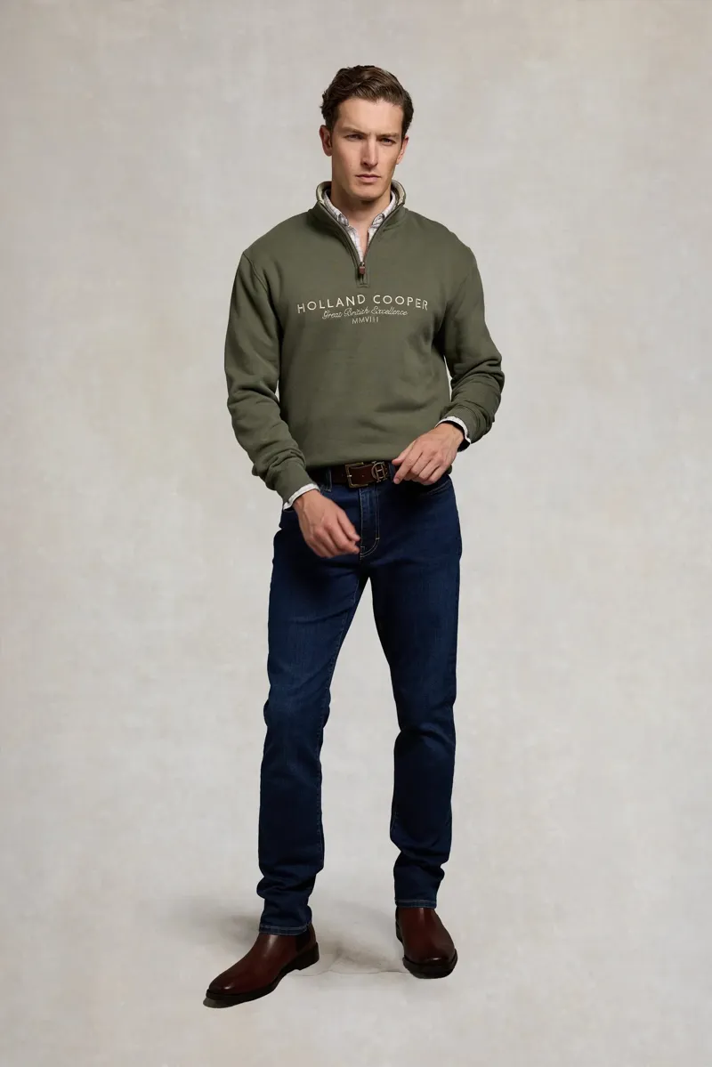 Holland Cooper Men's Heritage Quarter Zip Sweat in Khaki-3